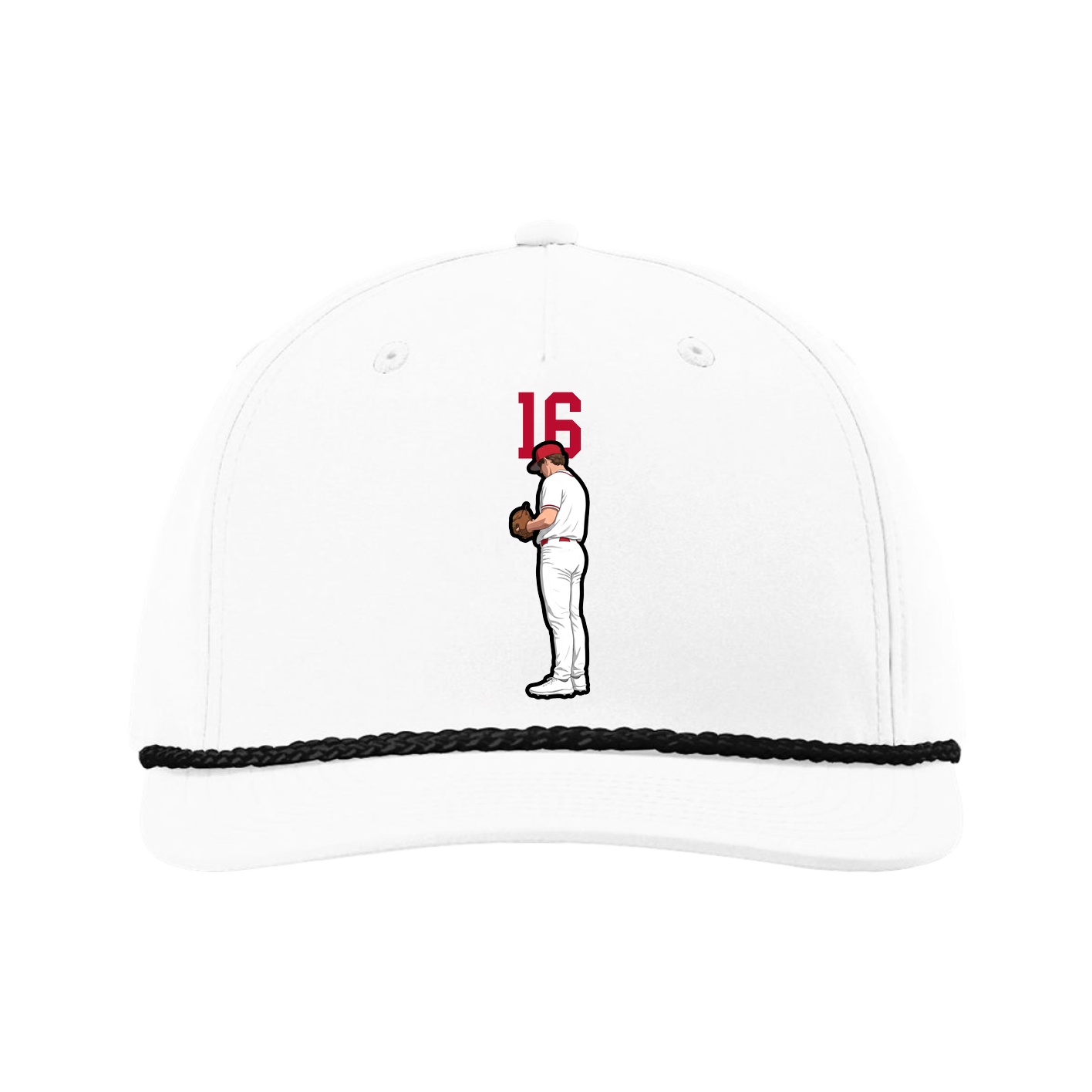 Five-Panel Classic Rope Cap — Number Top in White