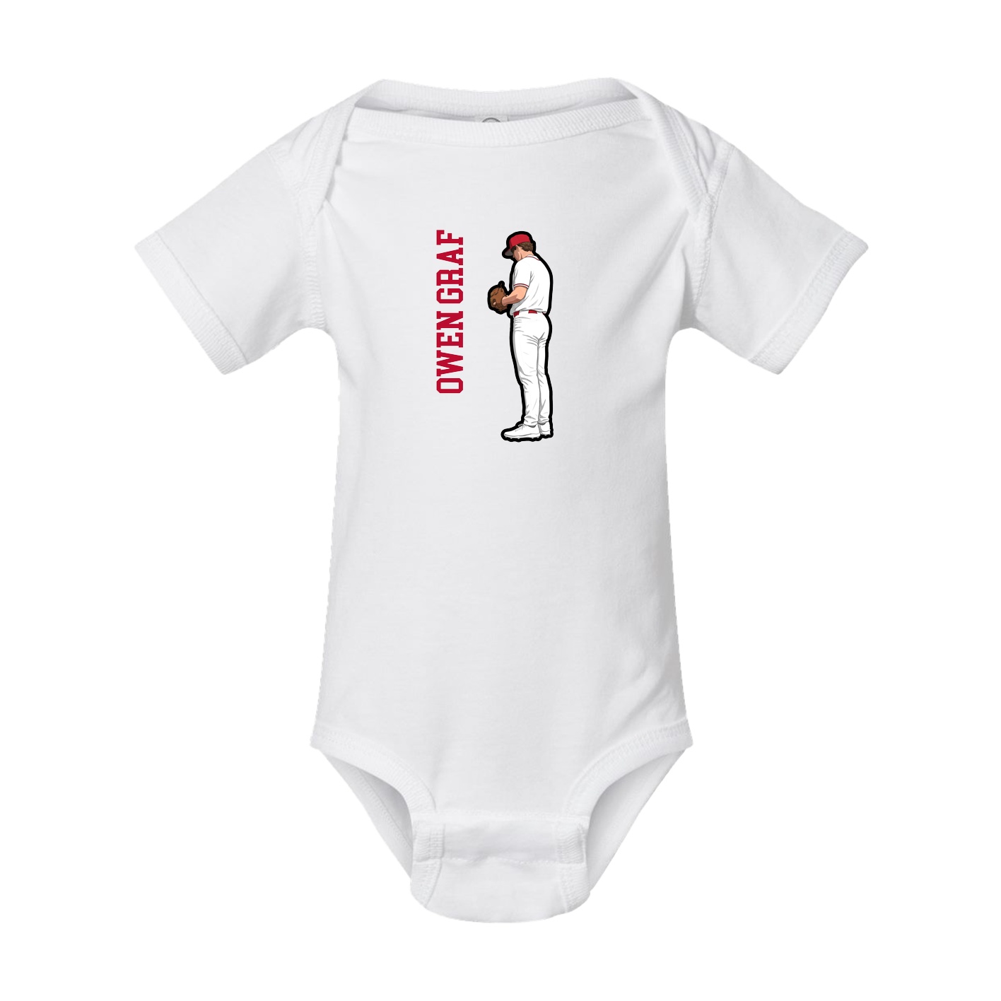 Baby Onesie — Name Vertical in White