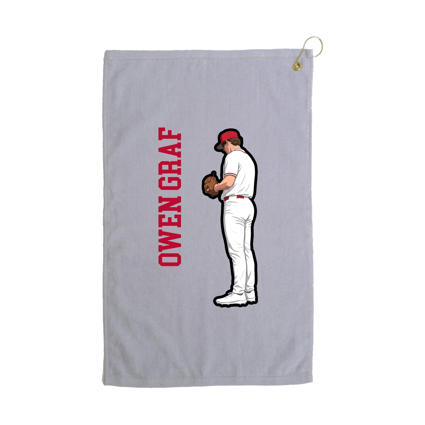 Golf Towel — Name Vertical in Grey