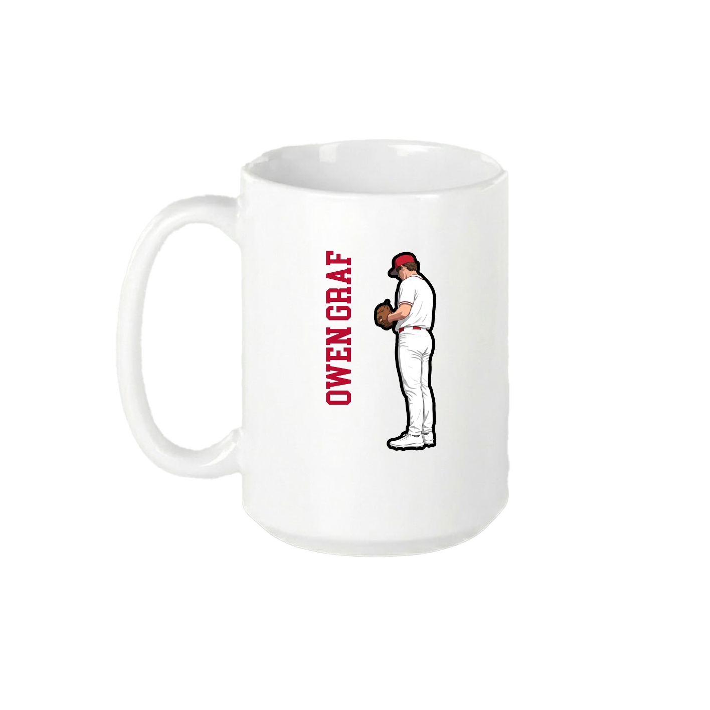 15oz Coffee Mug — Name Vertical in White