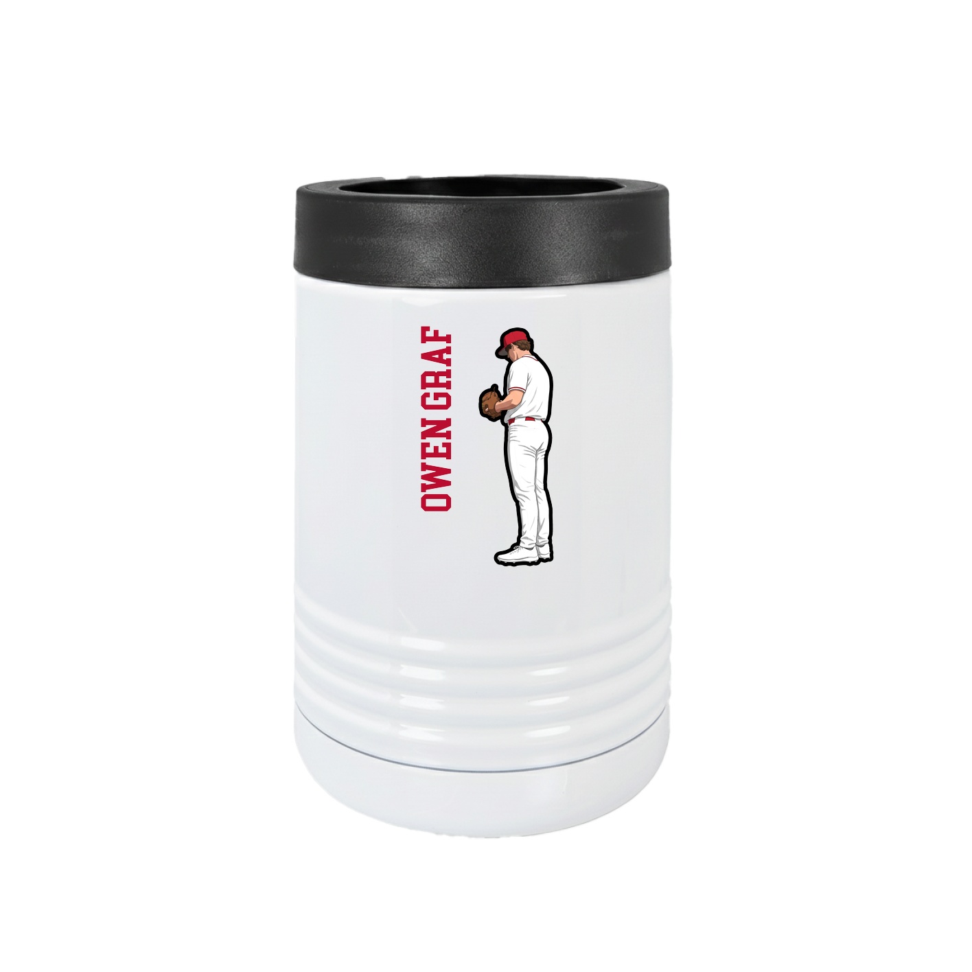 Beverage Holder — Name Vertical in White