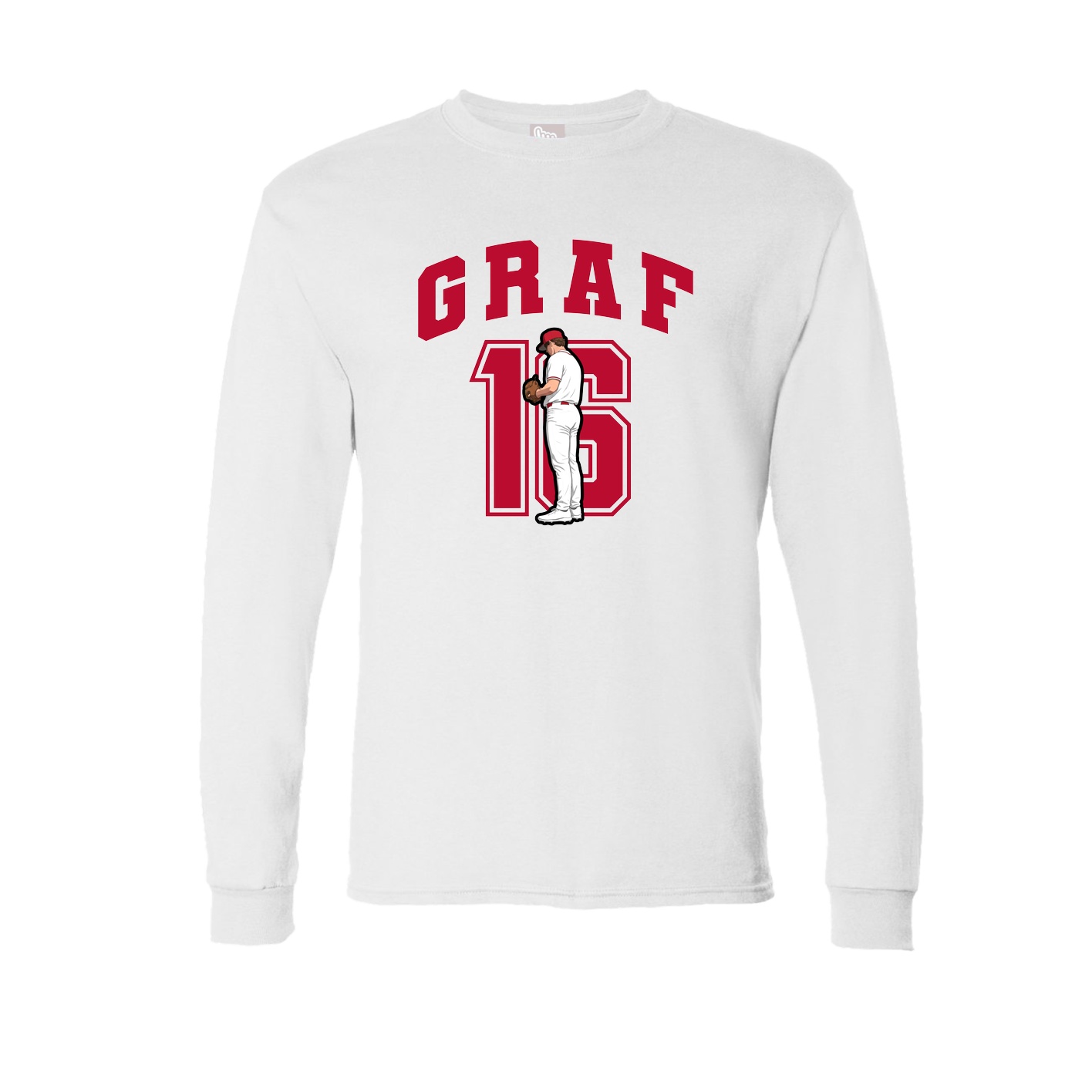 Long Sleeve Tee — Number in White