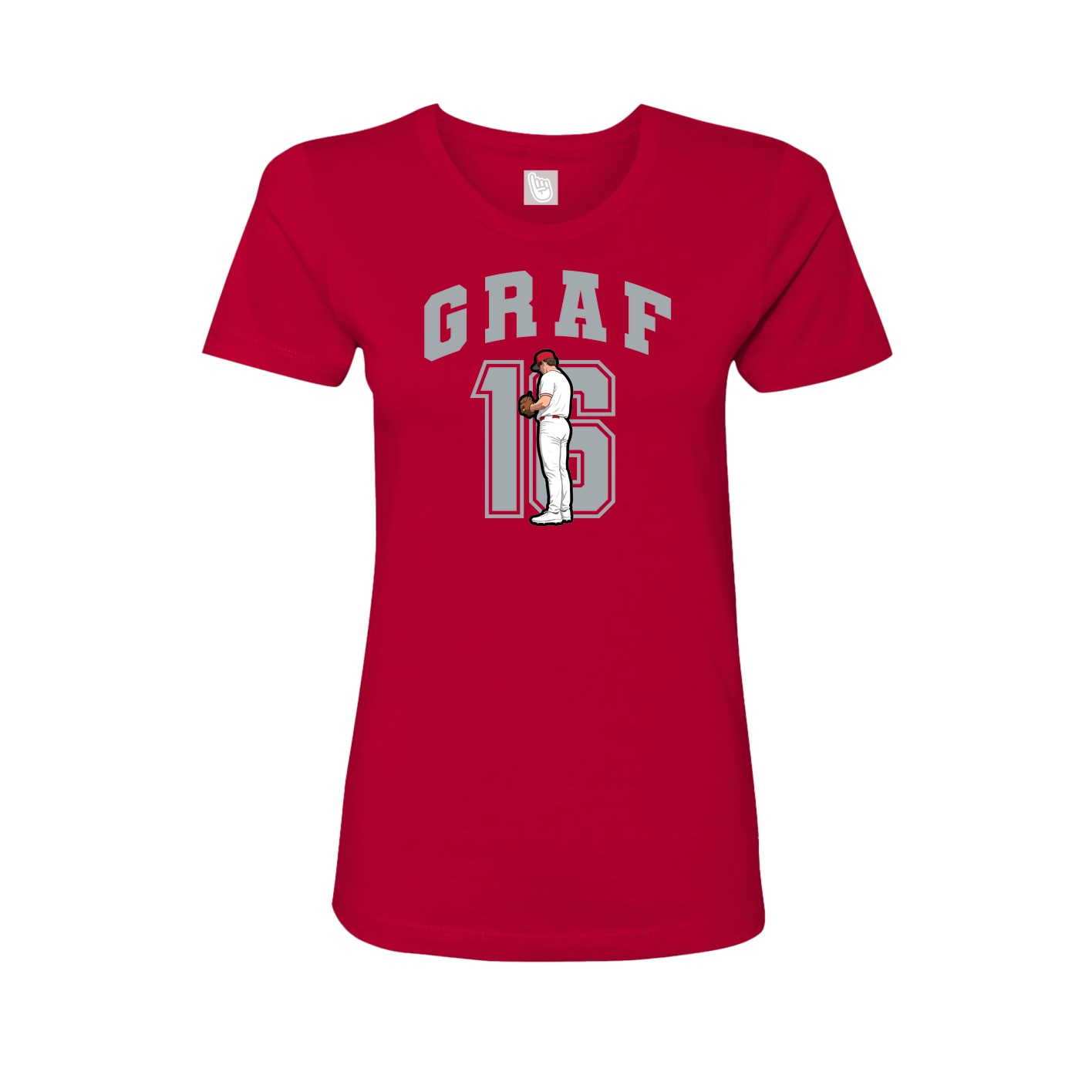 Fitted Women's Tee — Number in Red