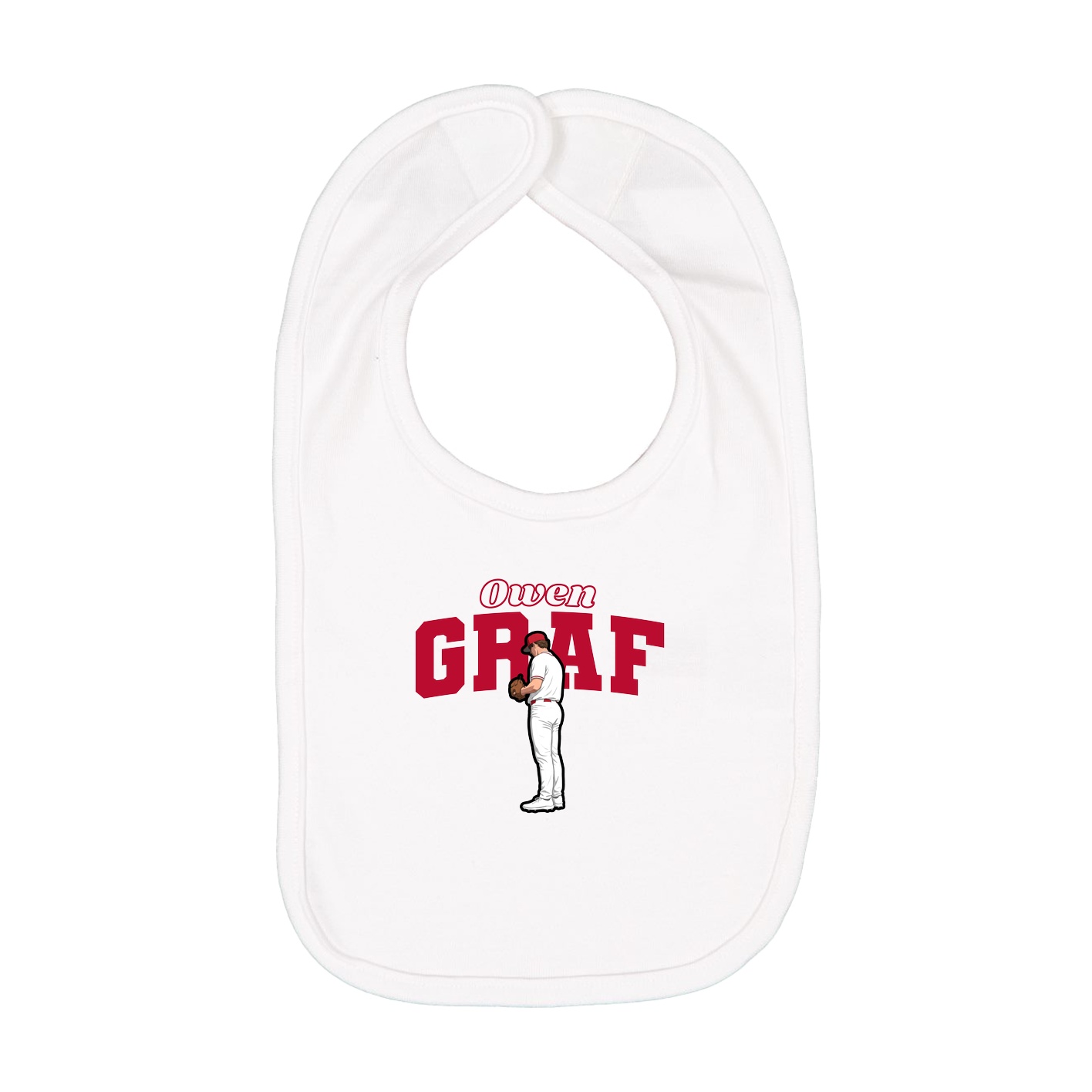 Infant Bib — Name Arch in White