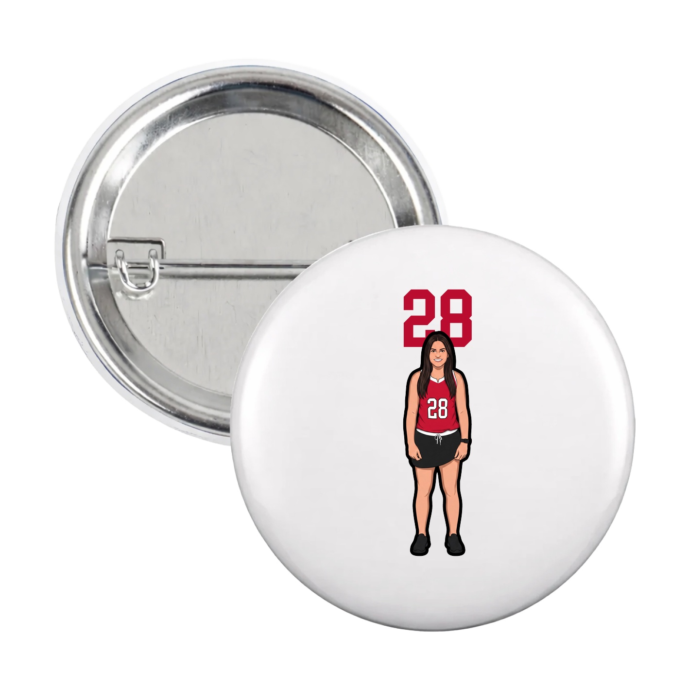 Game Day Button — Number Top in White