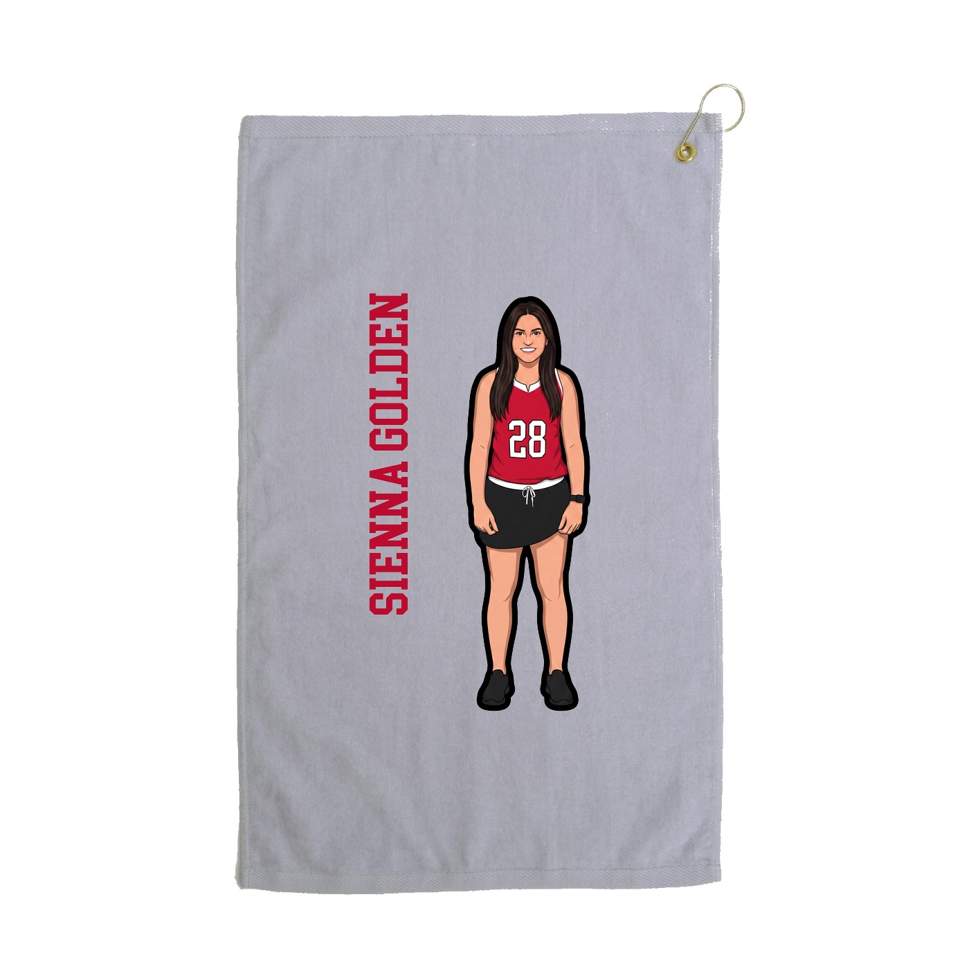 Golf Towel — Name Vertical in Grey