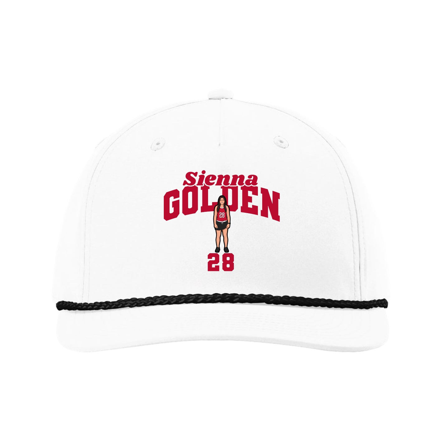 Five-Panel Classic Rope Cap — Signature Arch in White