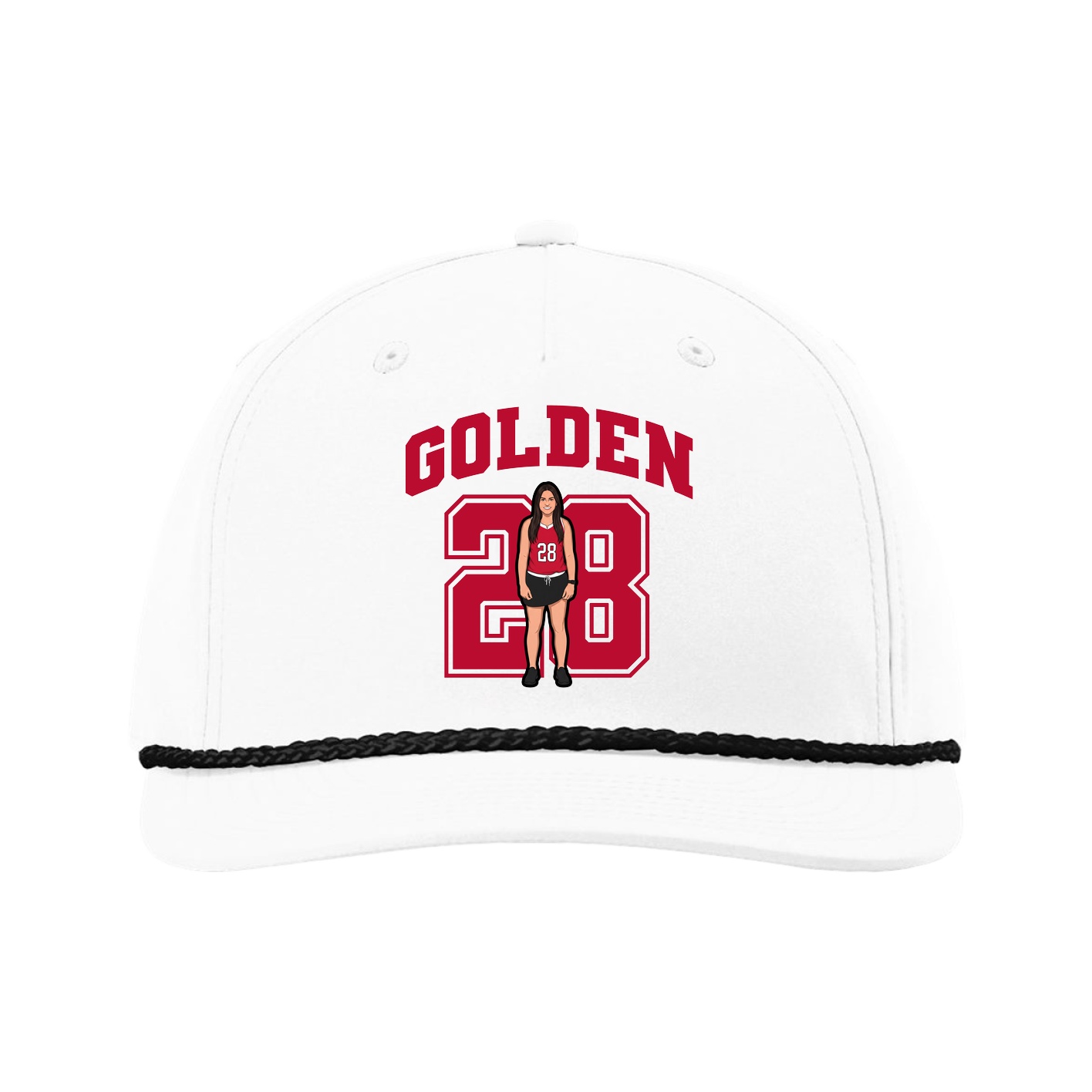Five-Panel Classic Rope Cap — Number in White