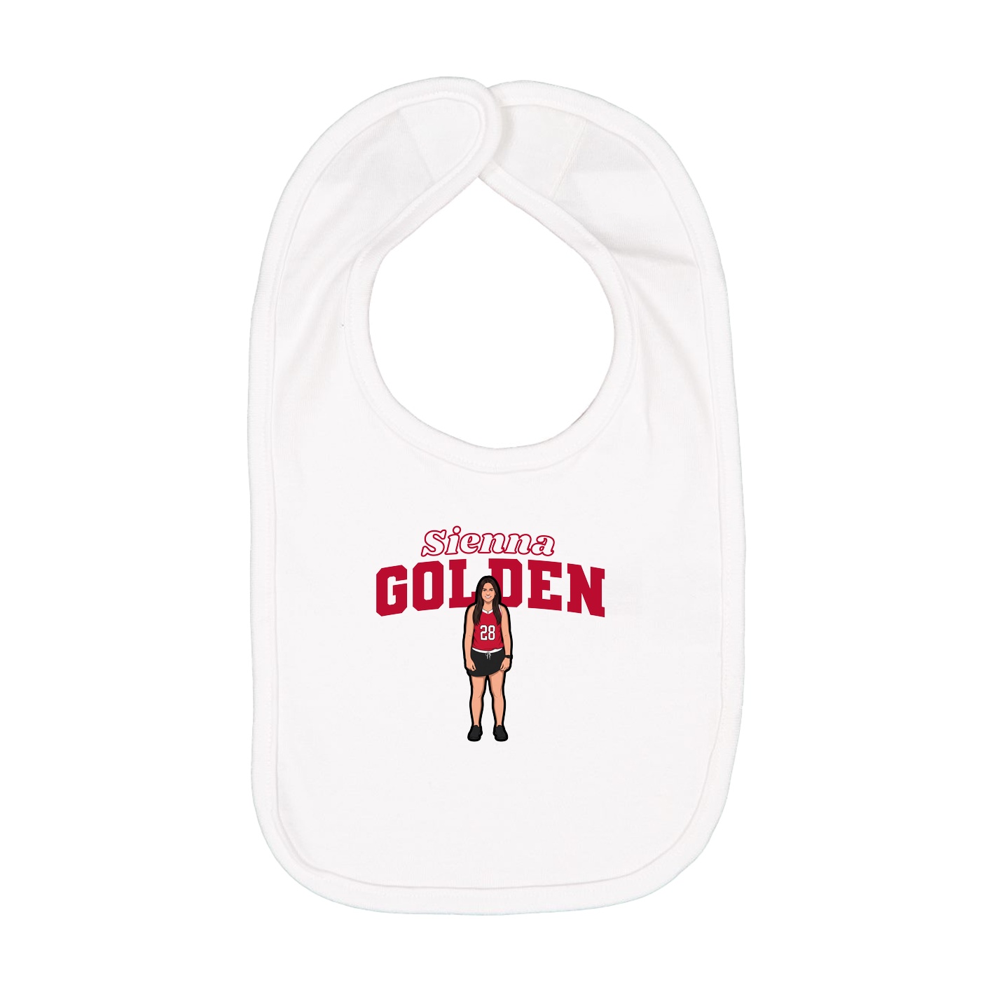 Infant Bib — Name Arch in White
