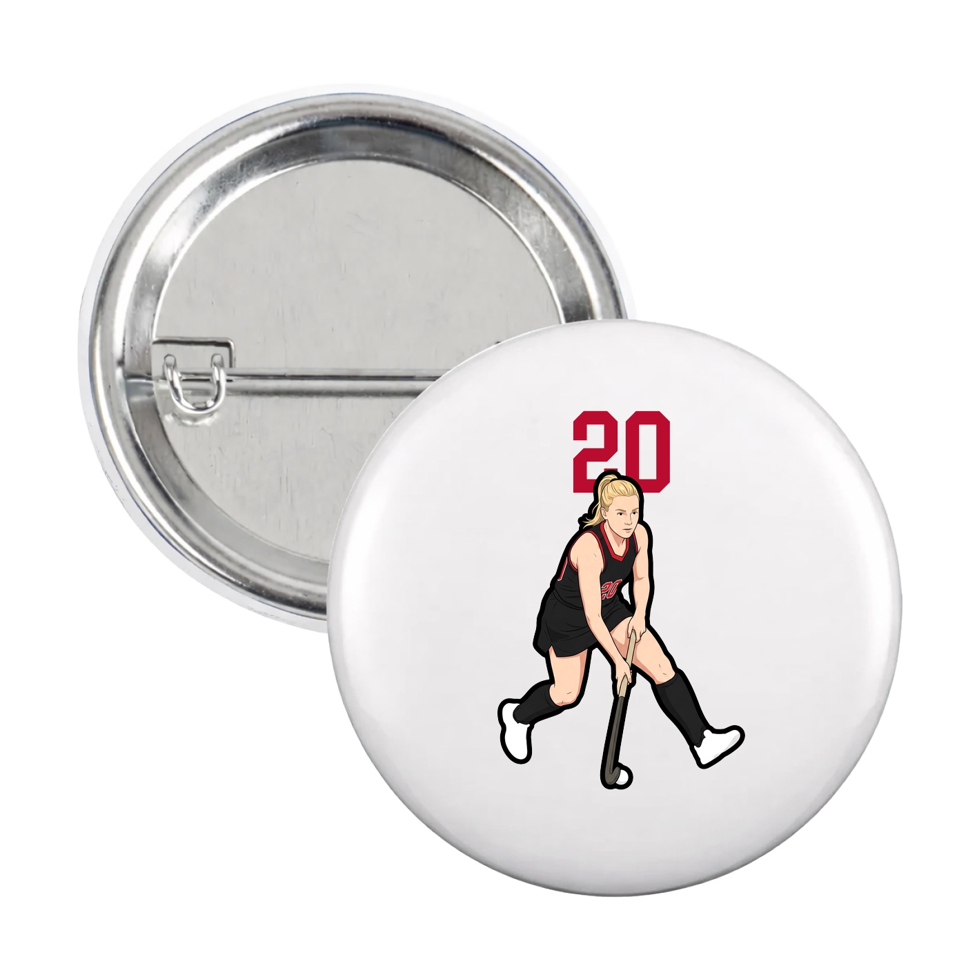 Game Day Button — Number Top in White