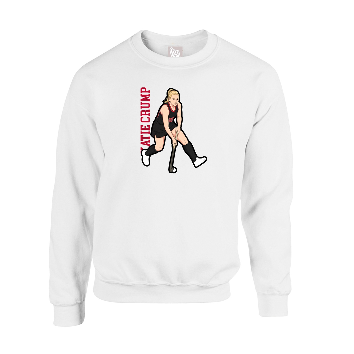 Fleece Crew — Name Vertical in White