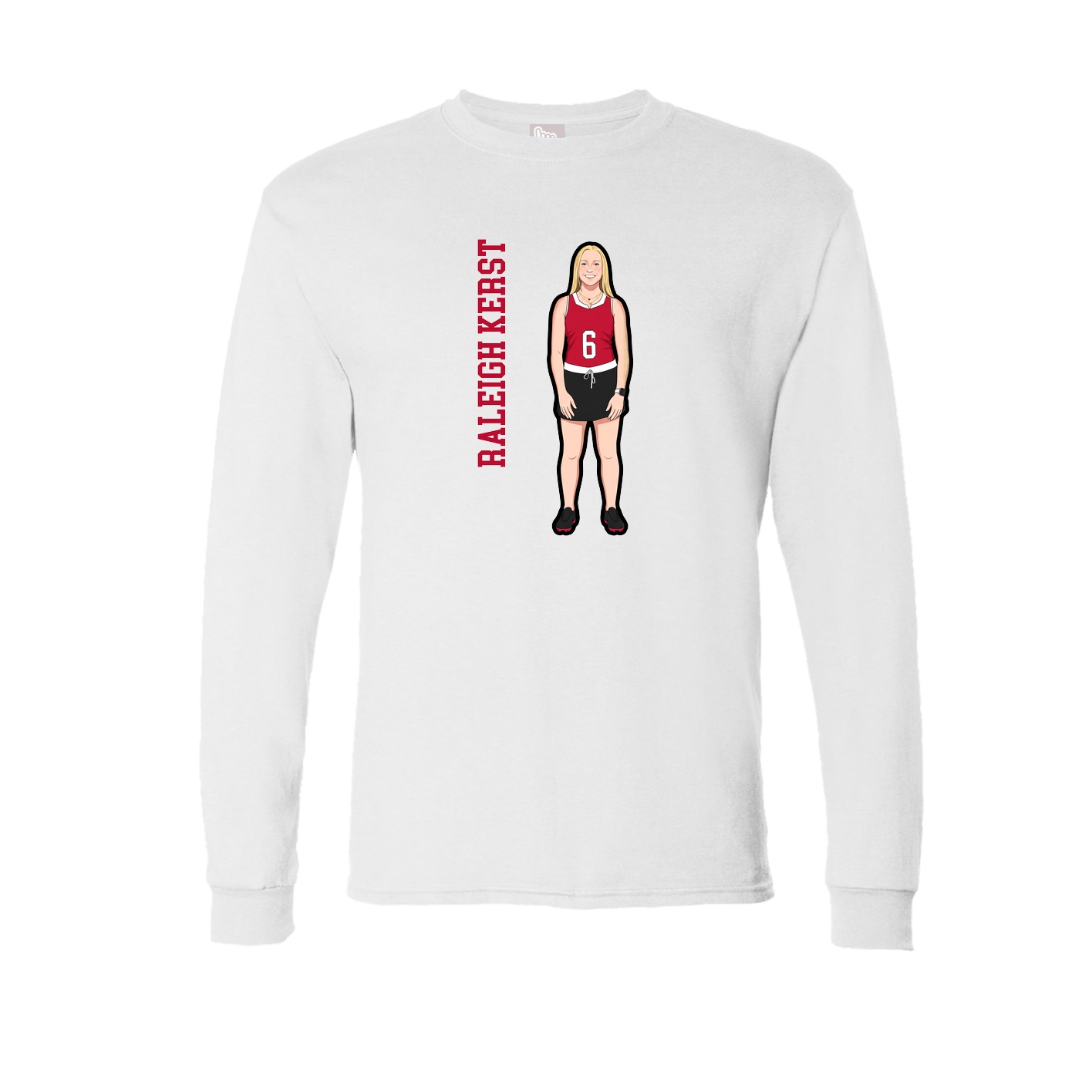 Long Sleeve Tee — Name Vertical in White