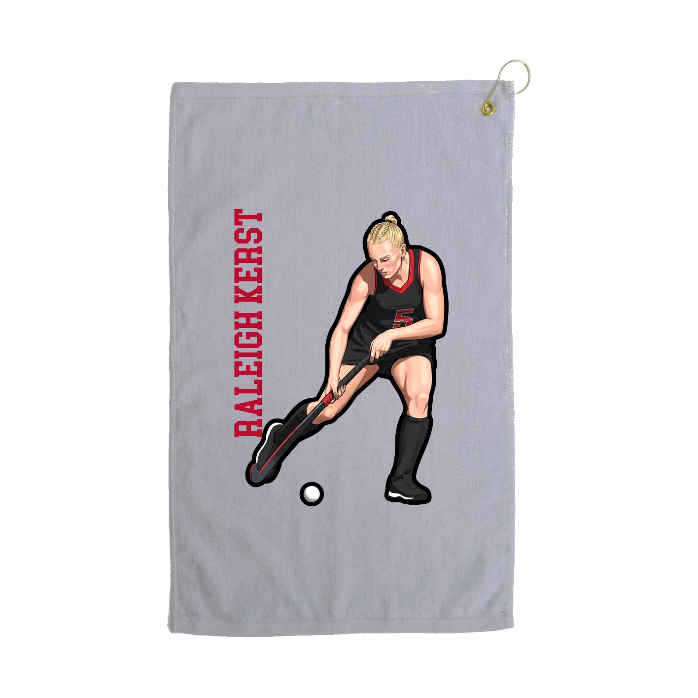 Golf Towel — Name Vertical in Grey