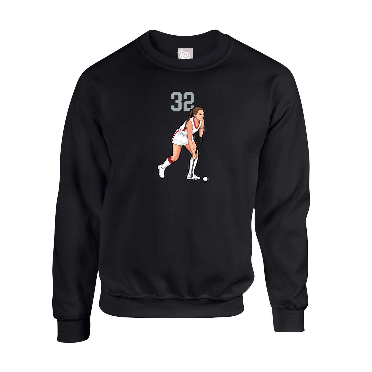 Fleece Crew — Number Top in Black