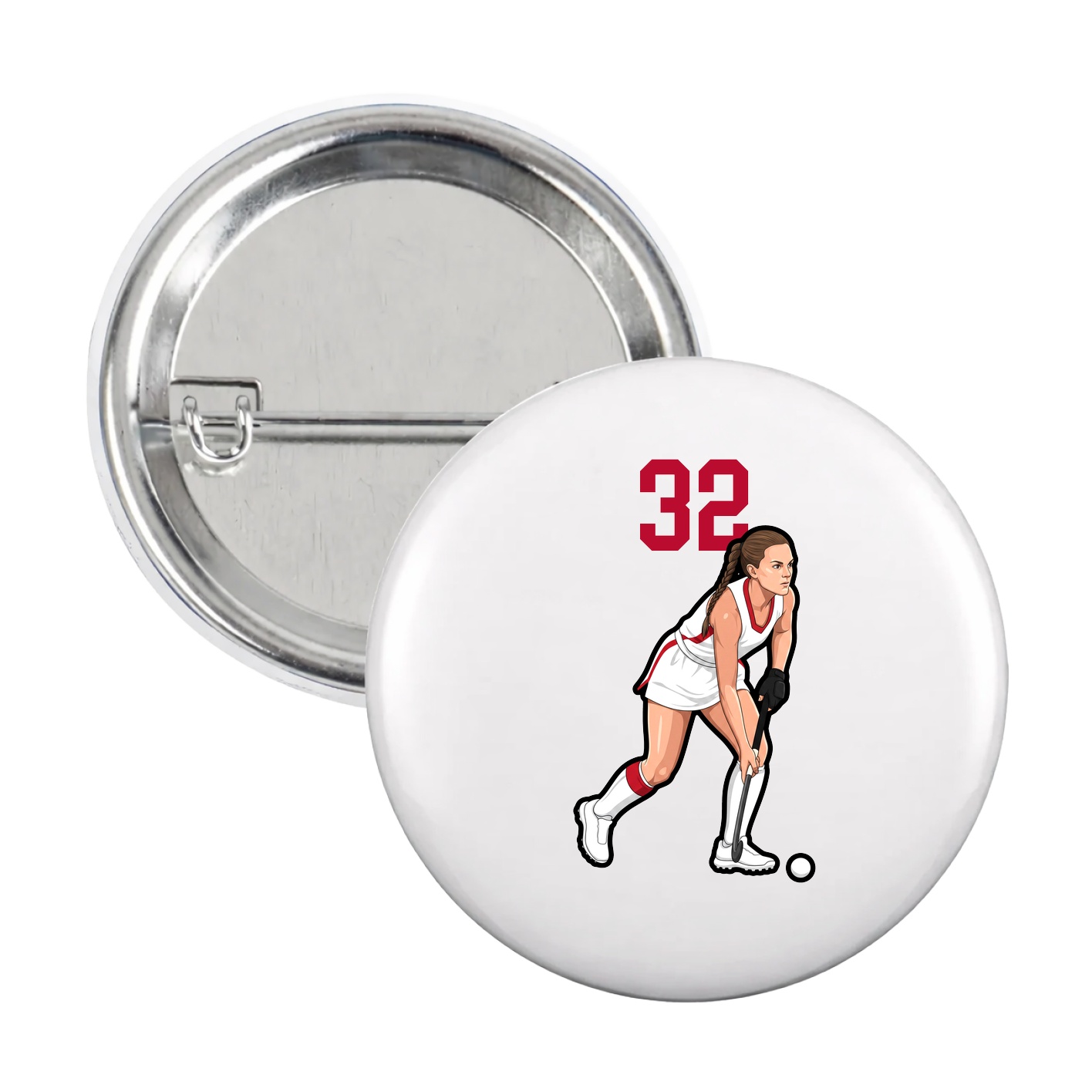 Game Day Button — Number Top in White
