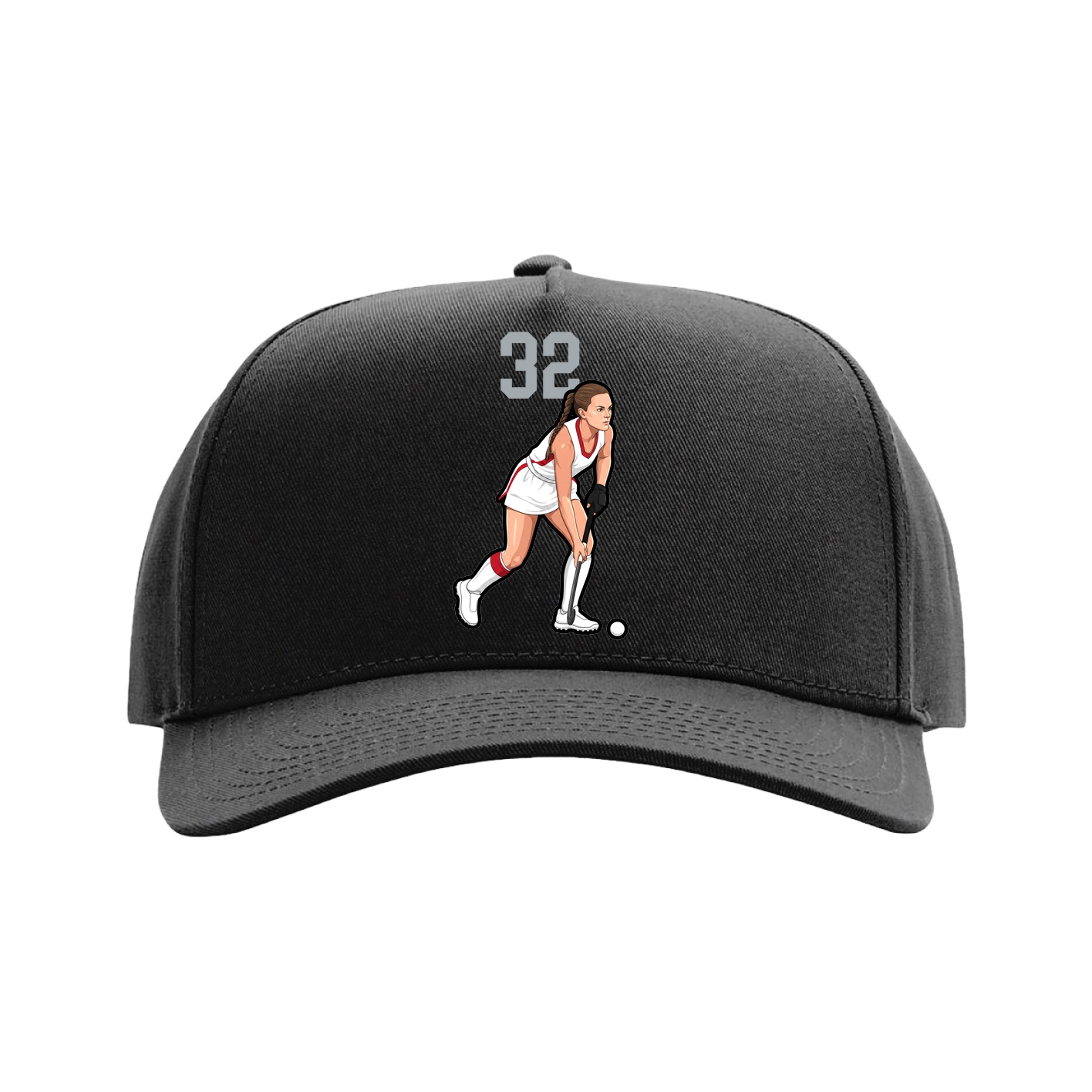 Full Fabric Five-Panel Champ Cap — Number Top in Black