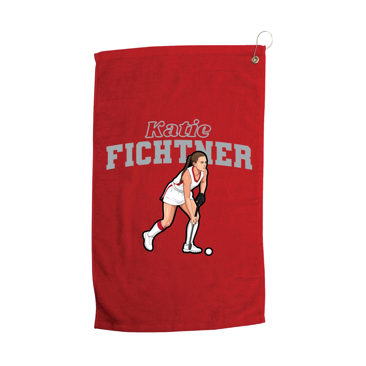 Golf Towel — Name Arch in Red