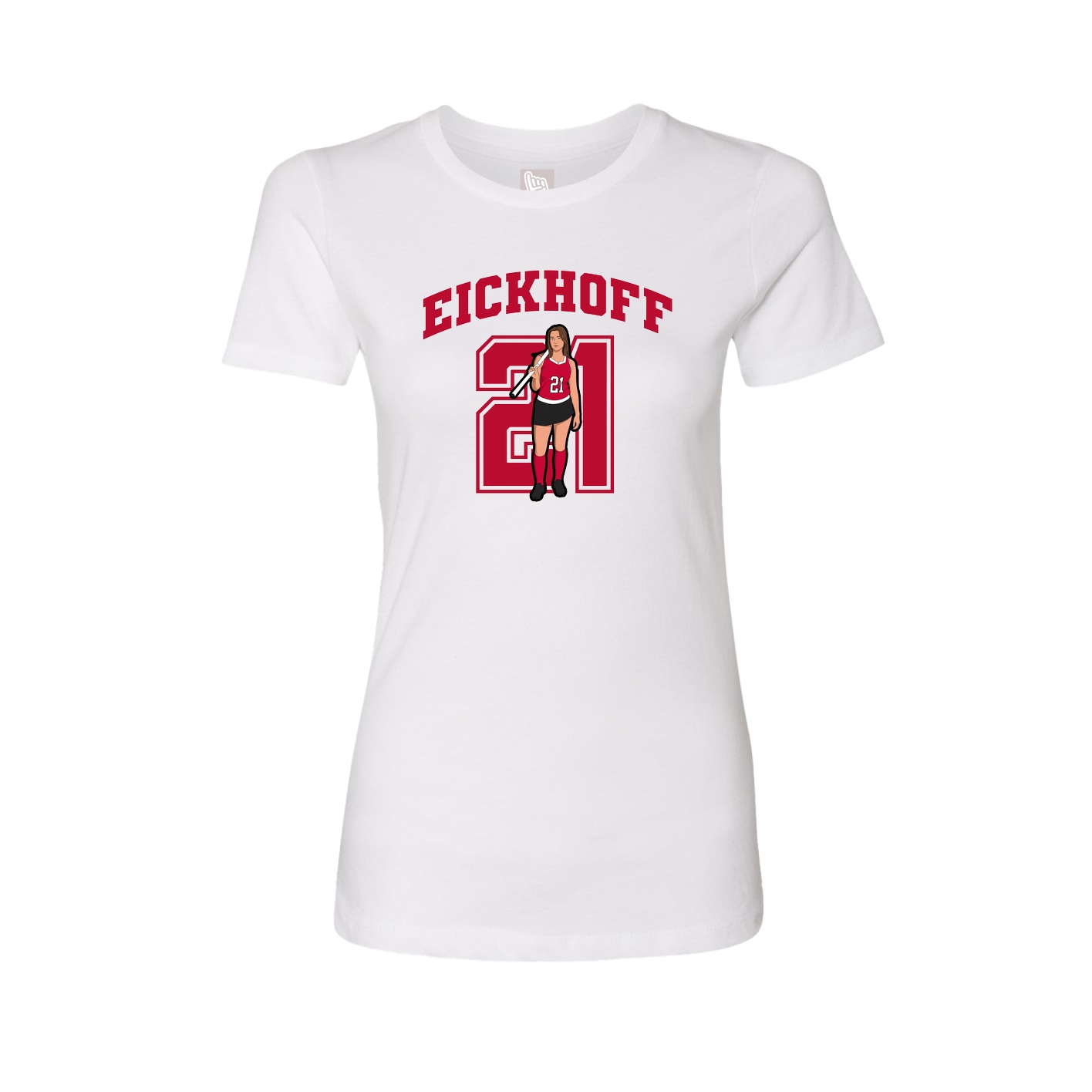 Fitted Women's Tee — Number in White