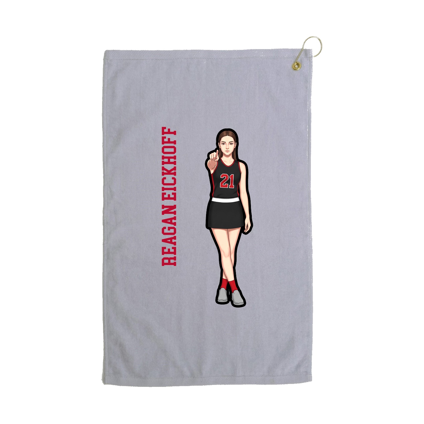 Golf Towel — Name Vertical in Grey