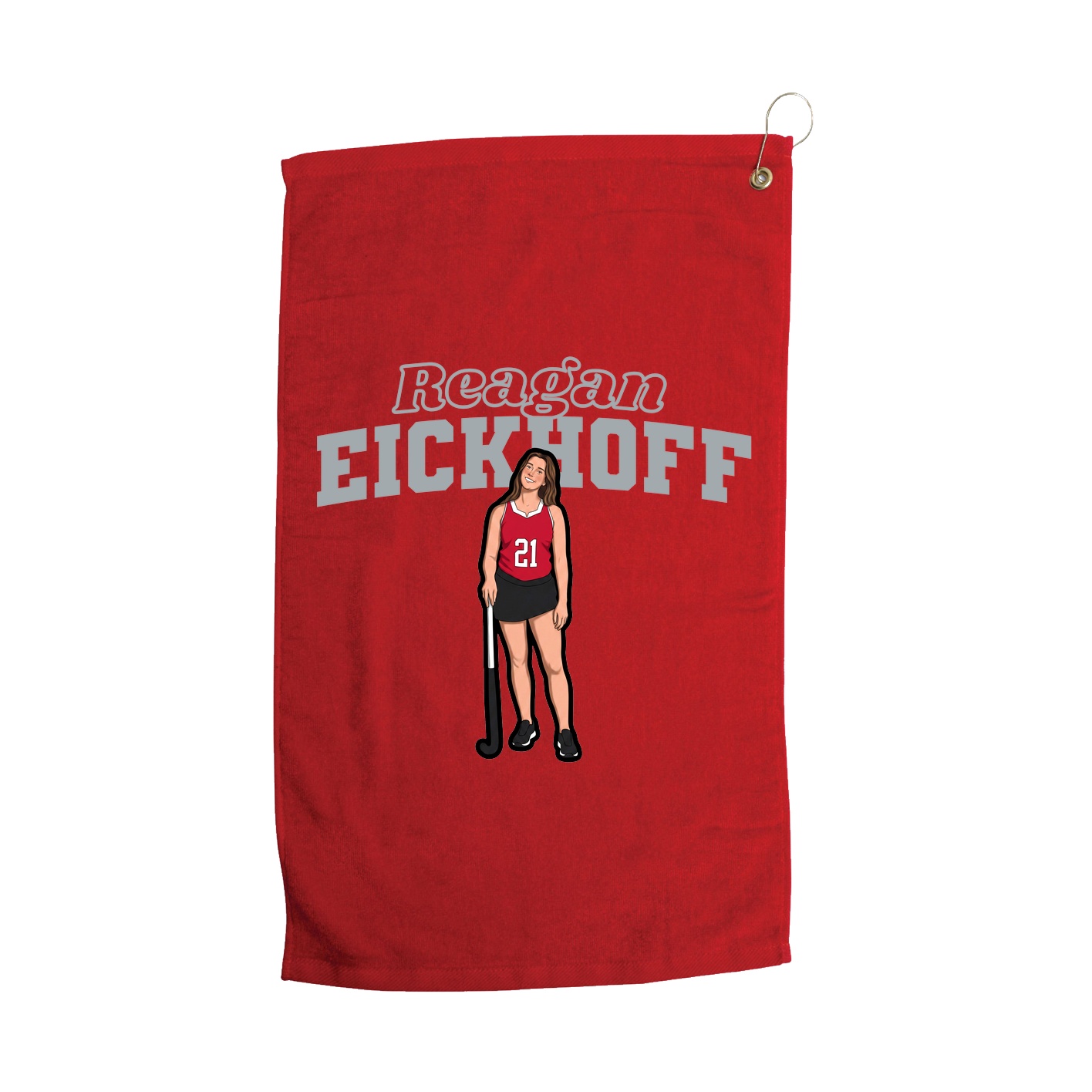 Golf Towel — Name Arch in Red