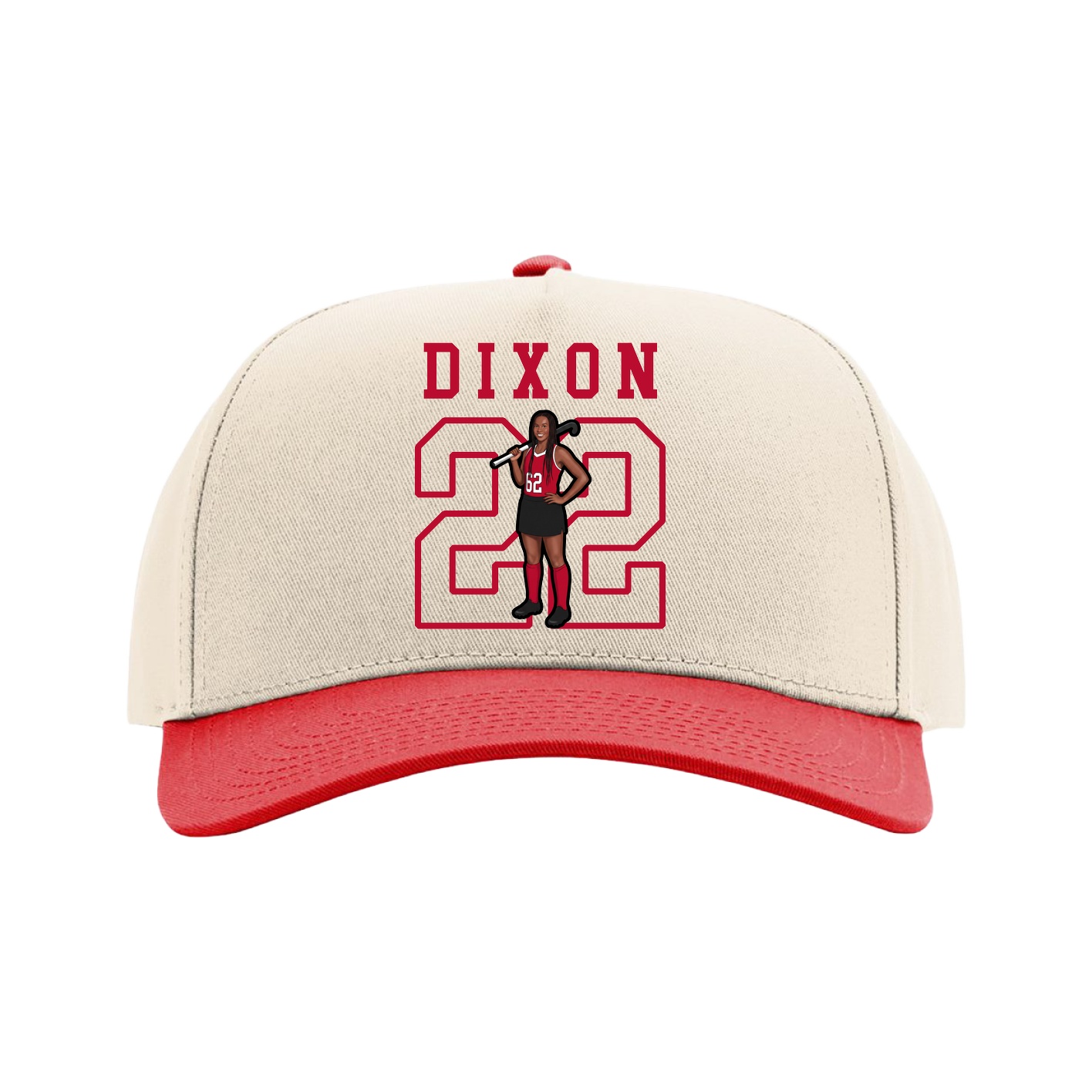 Full Fabric Five-Panel Champ Cap — Shirsey in Cream/Red