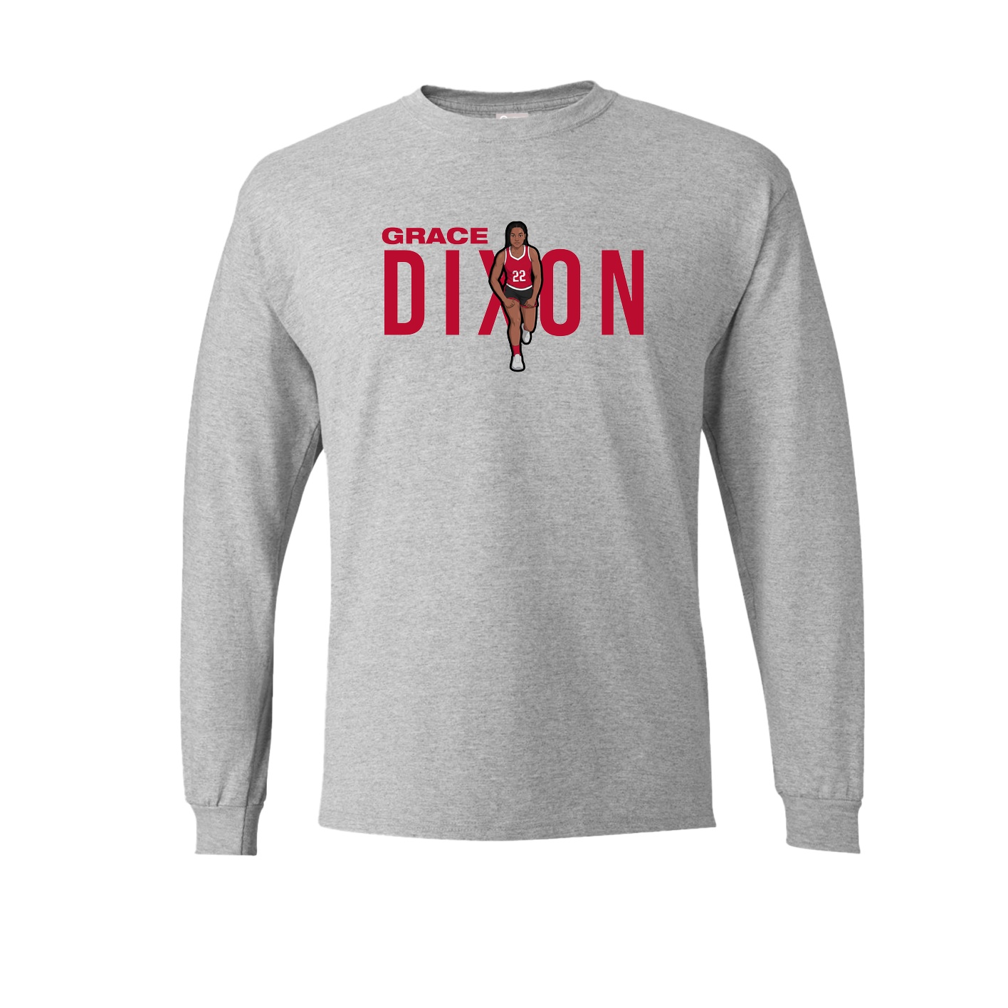 Long Sleeve Tee — Player Name in Grey