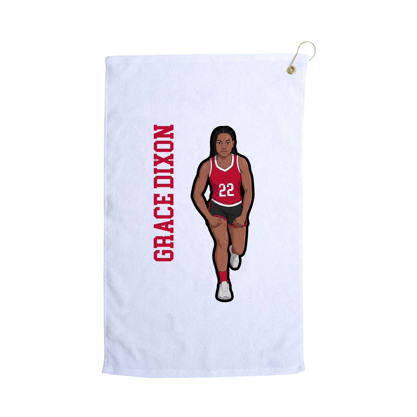 Golf Towel — Name Vertical in White