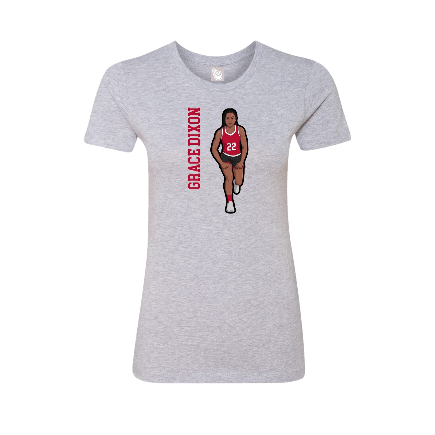 Fitted Women's Tee — Name Vertical in Grey