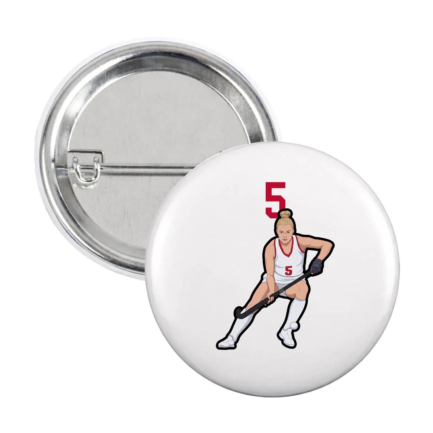 Game Day Button — Number Top in White