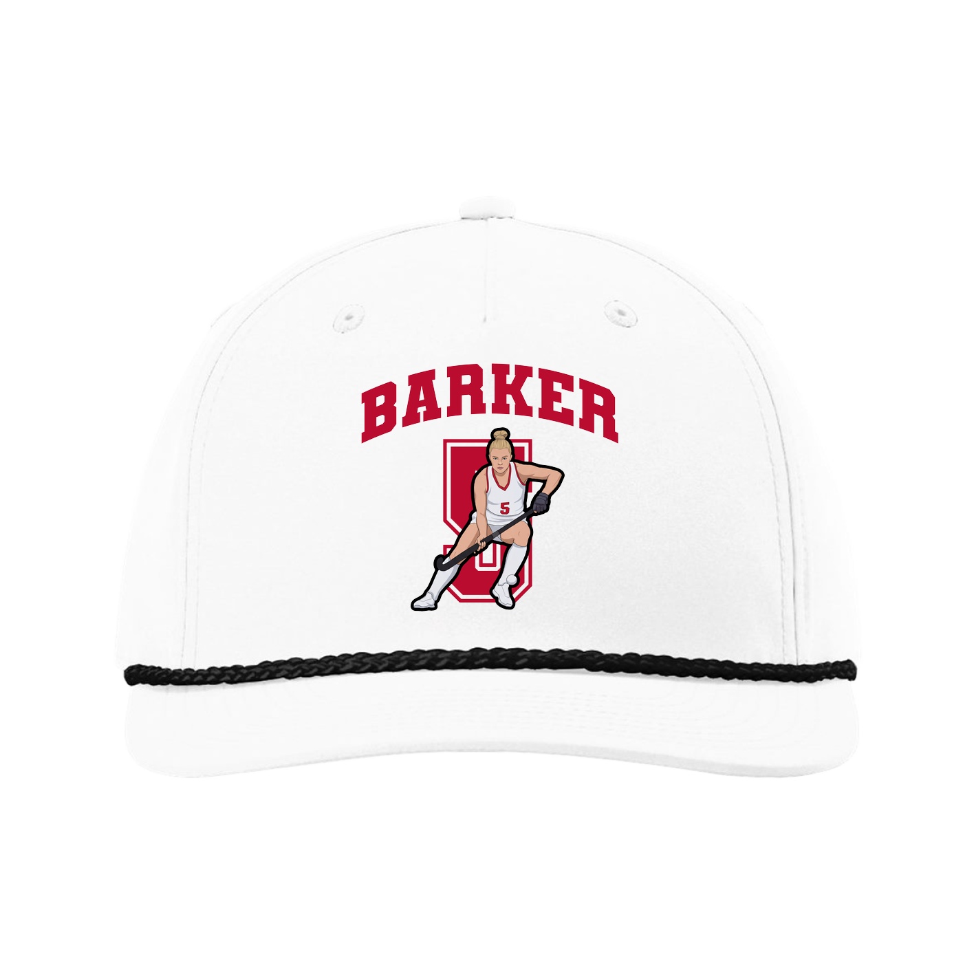 Five-Panel Classic Rope Cap — Number in White