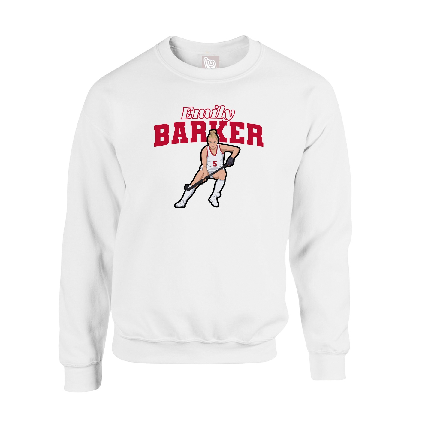 Fleece Crew — Name Arch in White