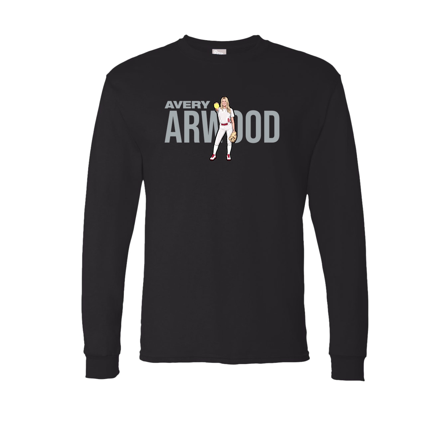 Long Sleeve Tee — Player Name in Black