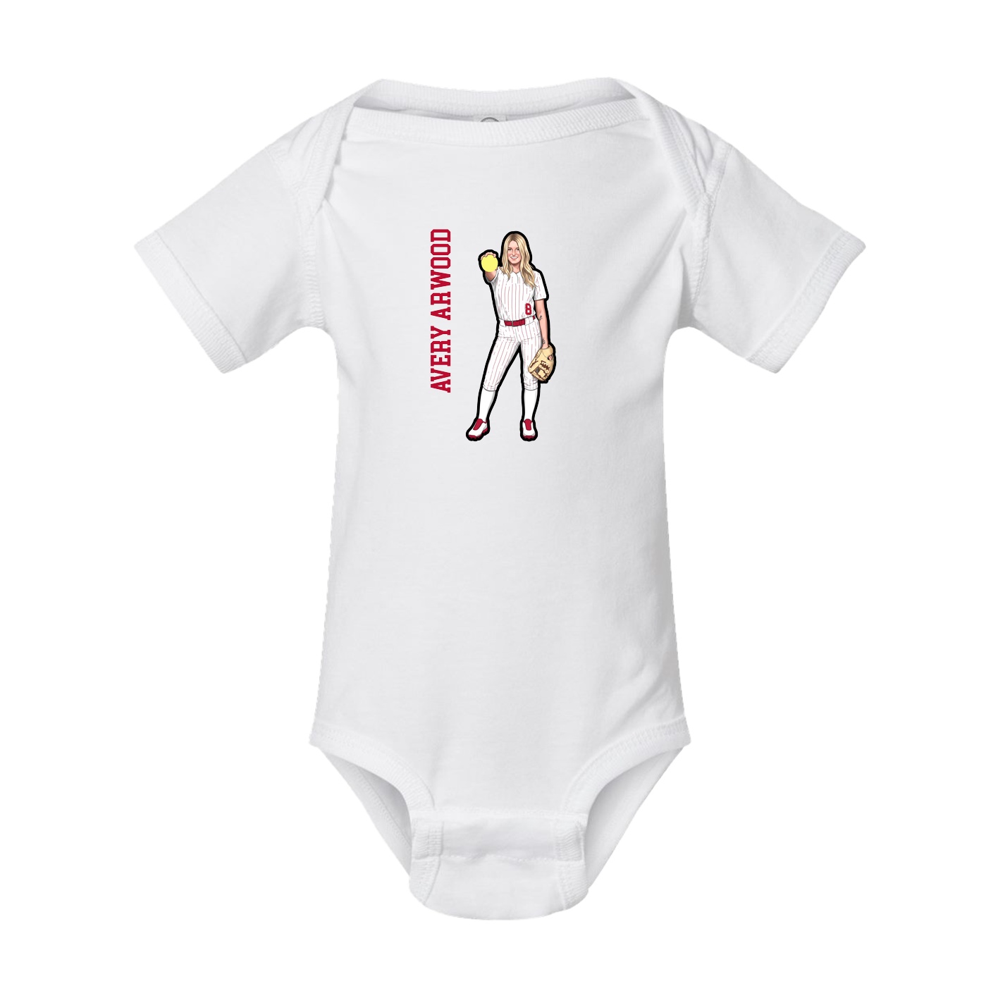 Baby Onesie — Name Vertical in White