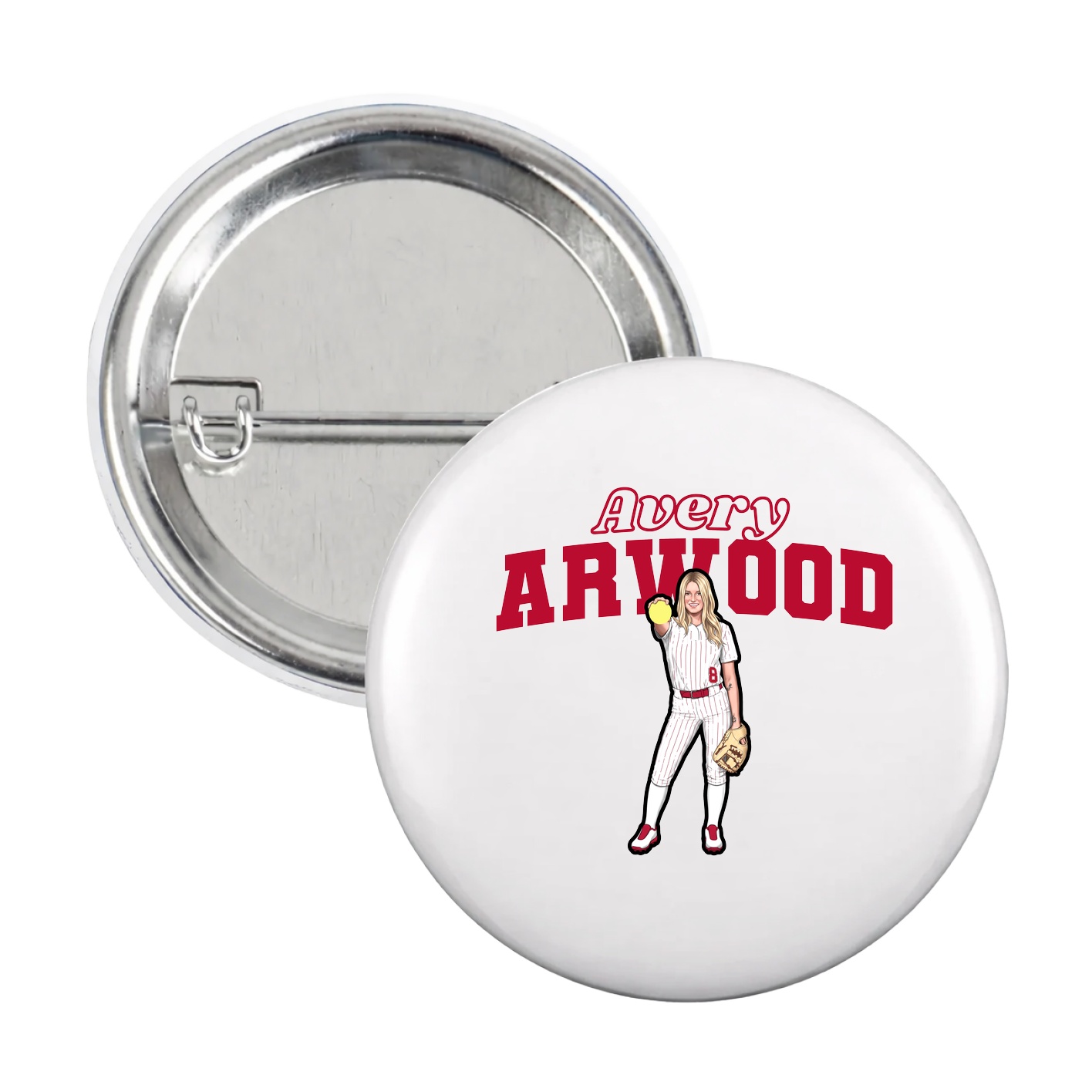 Game Day Button — Name Arch in White