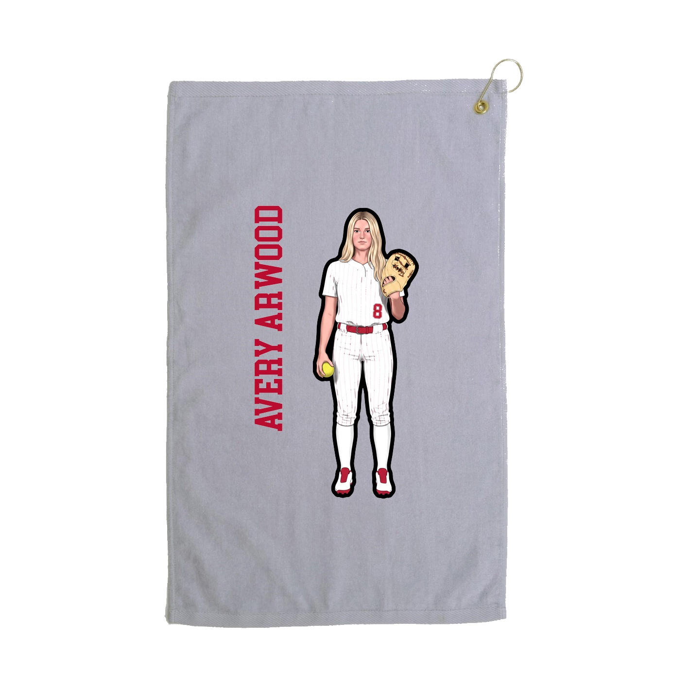 Golf Towel — Name Vertical in Grey