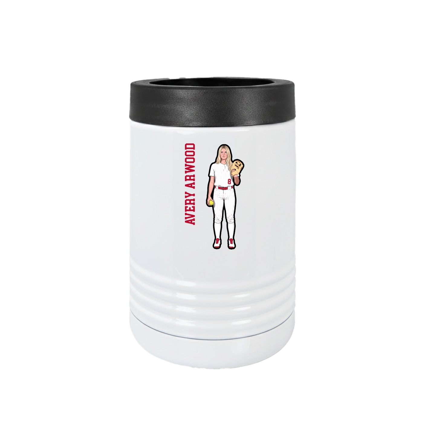 Beverage Holder — Name Vertical in White