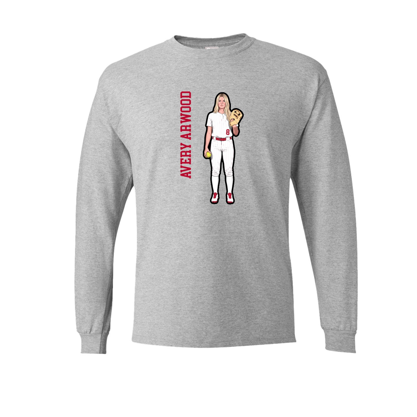 Long Sleeve Tee — Name Vertical in Grey
