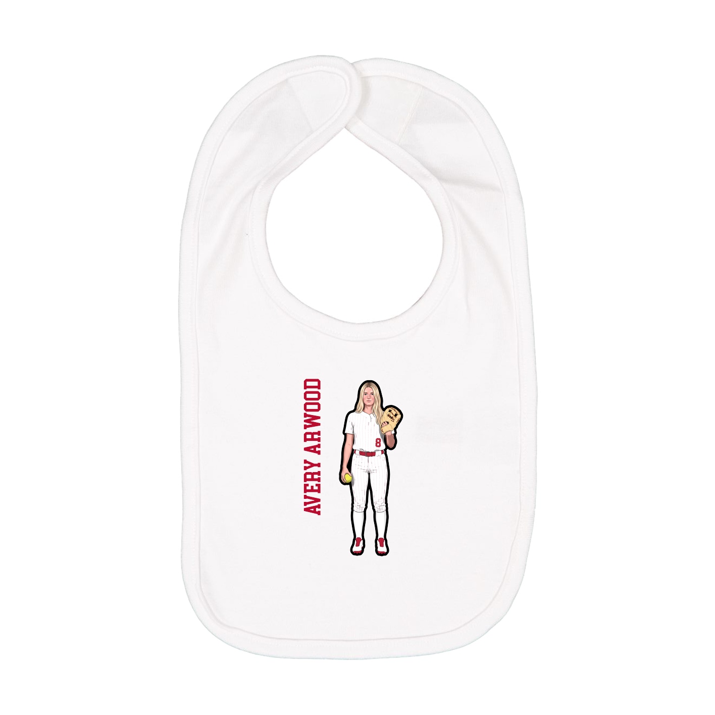 Infant Bib — Name Vertical in White