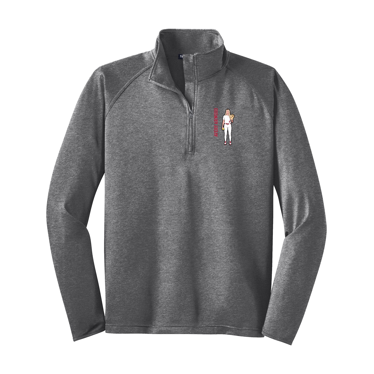 Q-Zip Pullover — Name Vertical in Grey