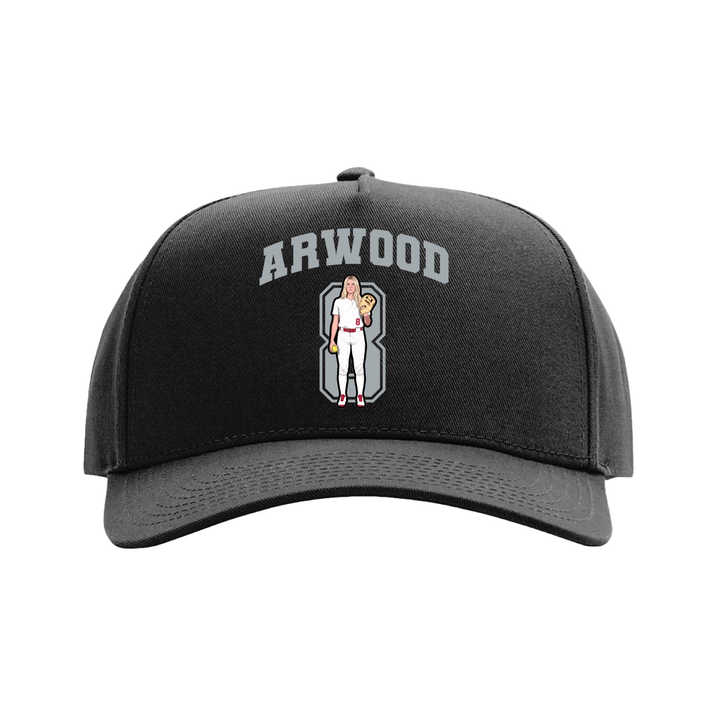 Full Fabric Five-Panel Champ Cap — Number in Black