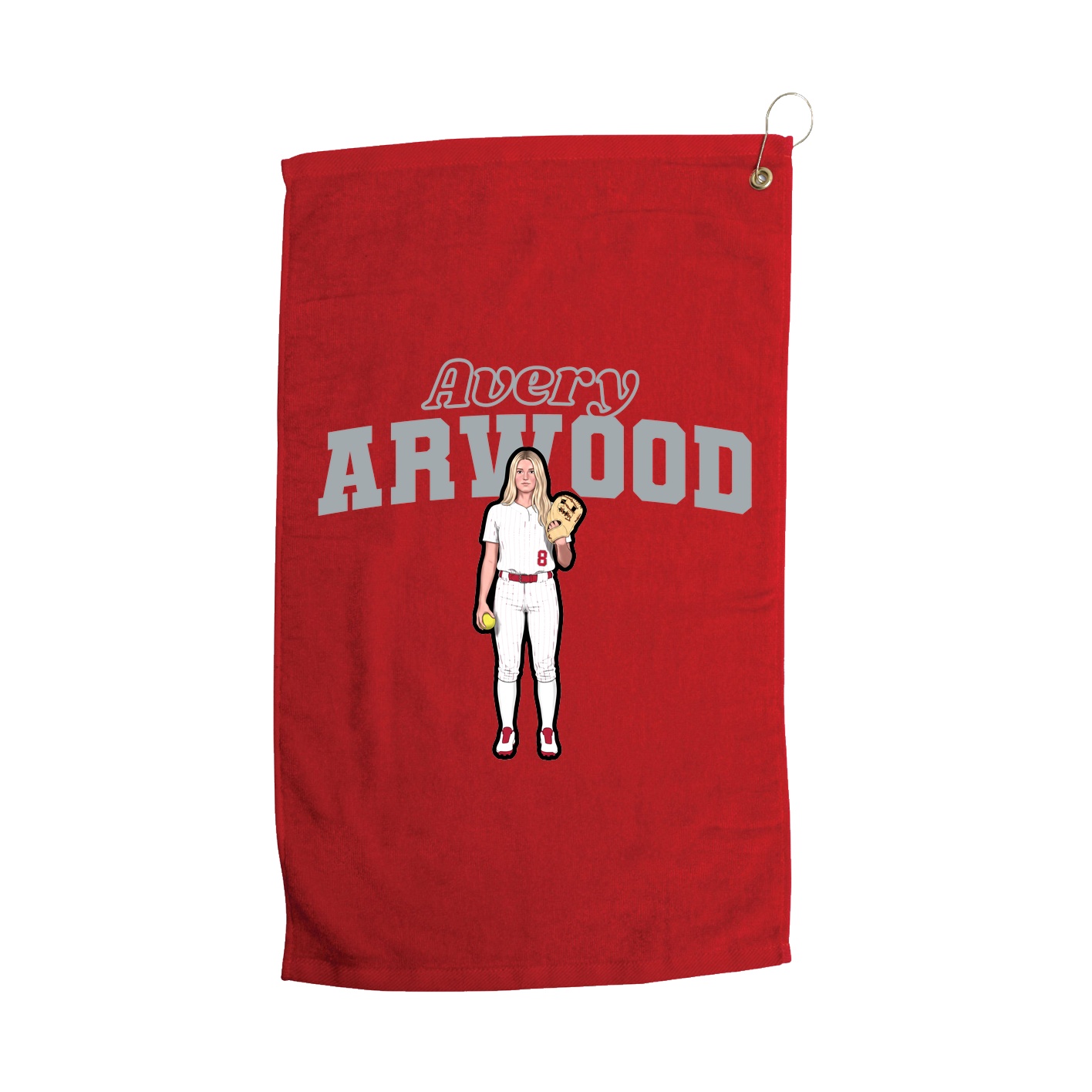 Golf Towel — Name Arch in Red