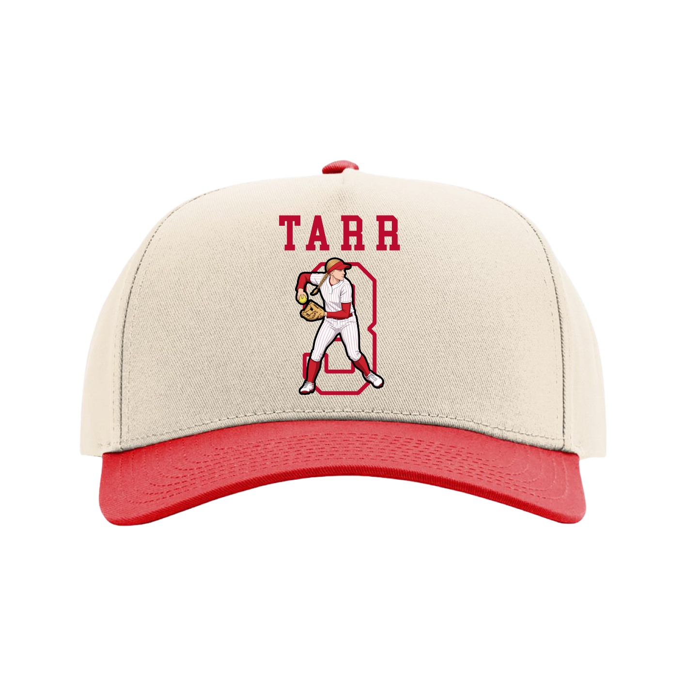 Full Fabric Five-Panel Champ Cap — Shirsey in Cream/Red