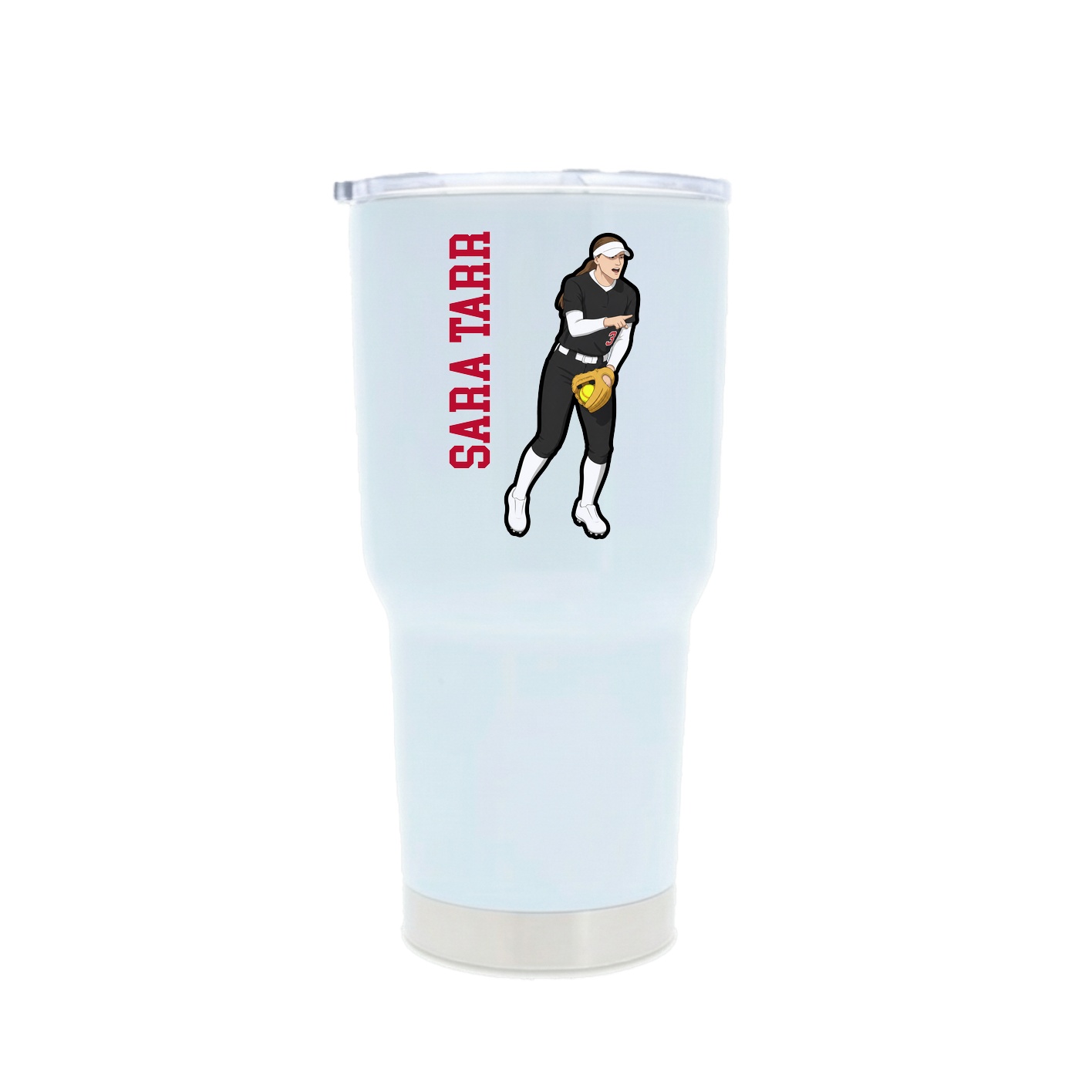 30oz Stainless Steel Tumbler — Name Vertical in White