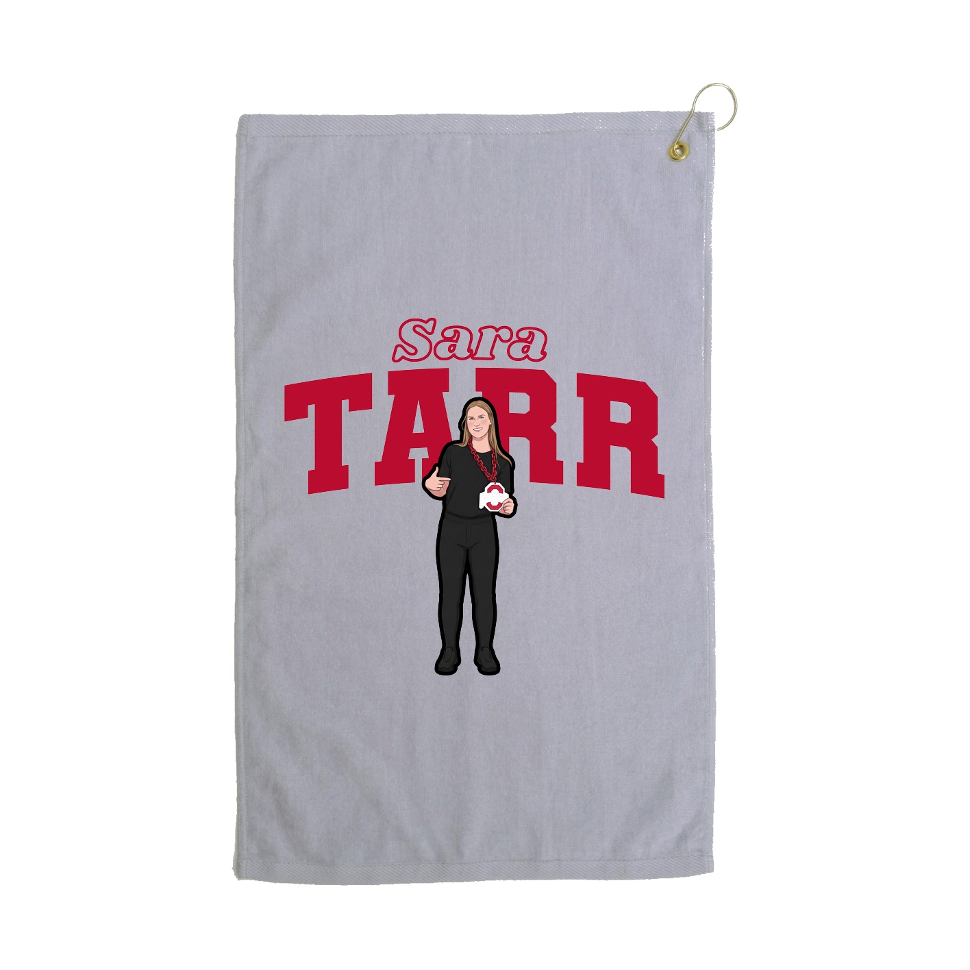 Golf Towel — Name Arch in Grey