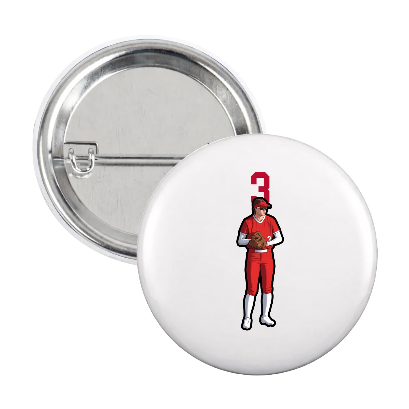 Game Day Button — Number Top in White