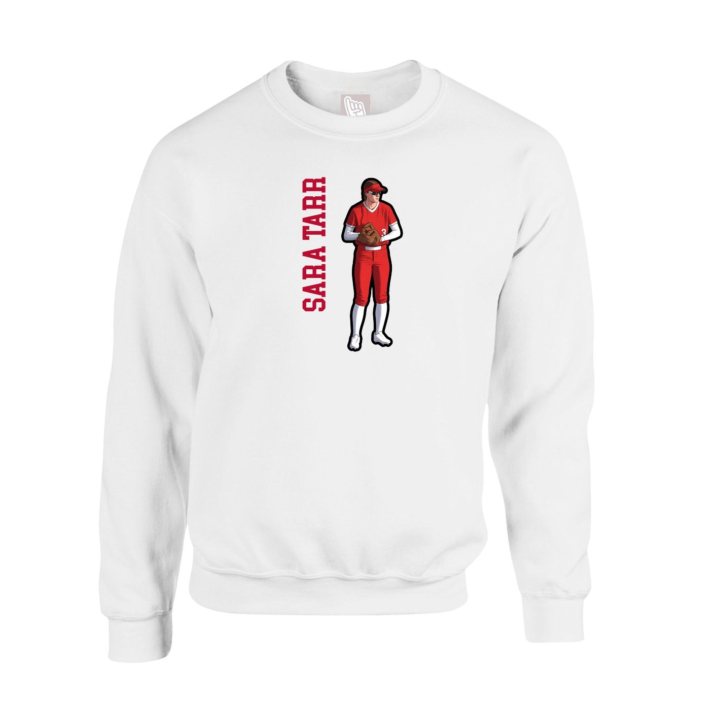Fleece Crew — Name Vertical in White