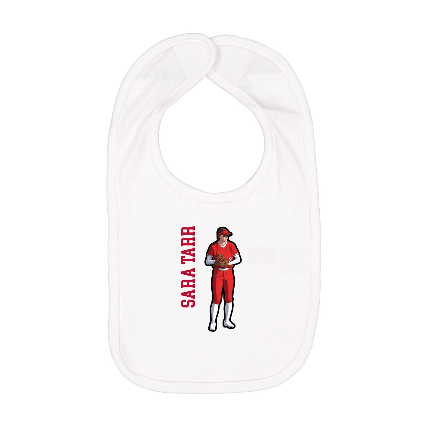 Infant Bib — Name Vertical in White