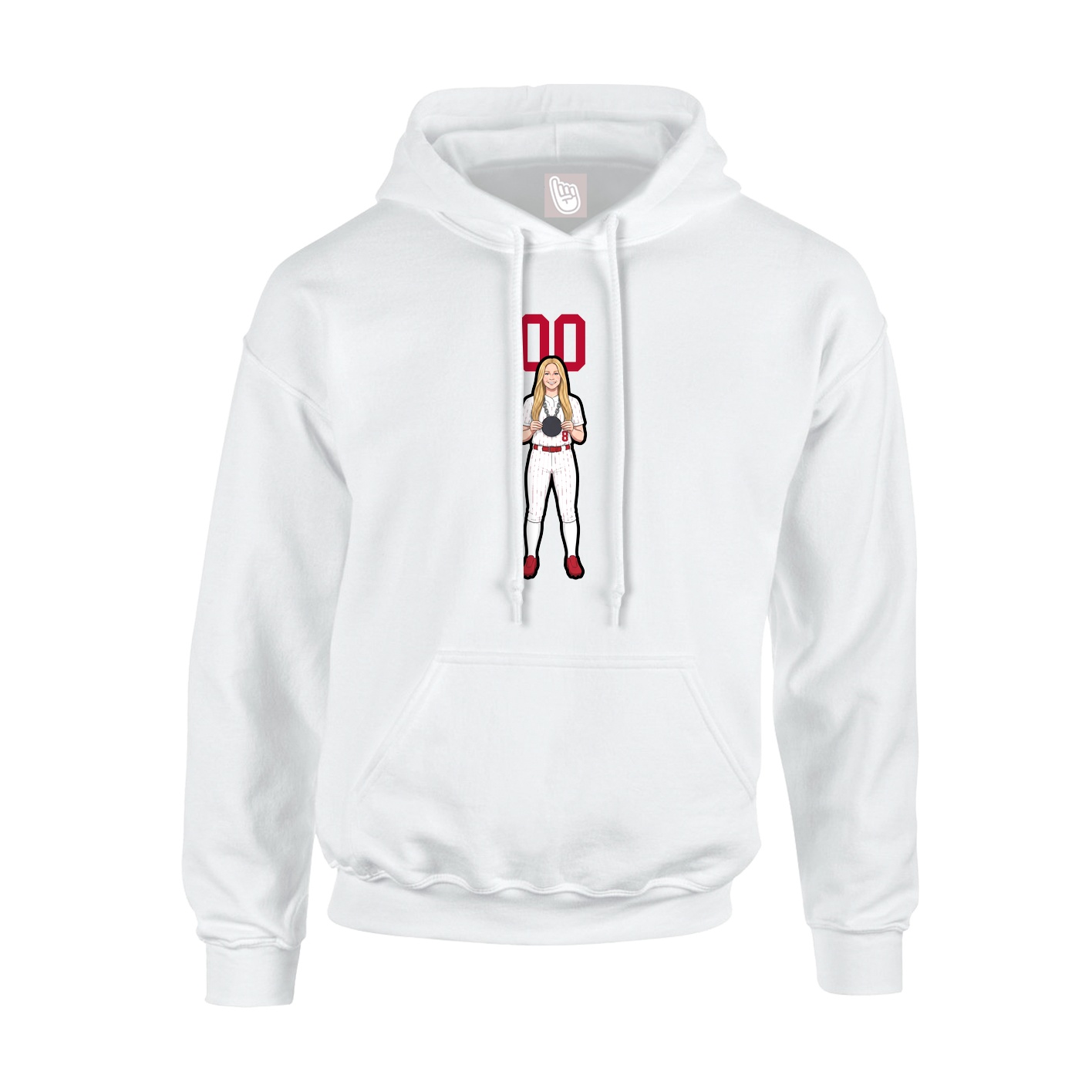 Youth Hoodie — Number Top in White