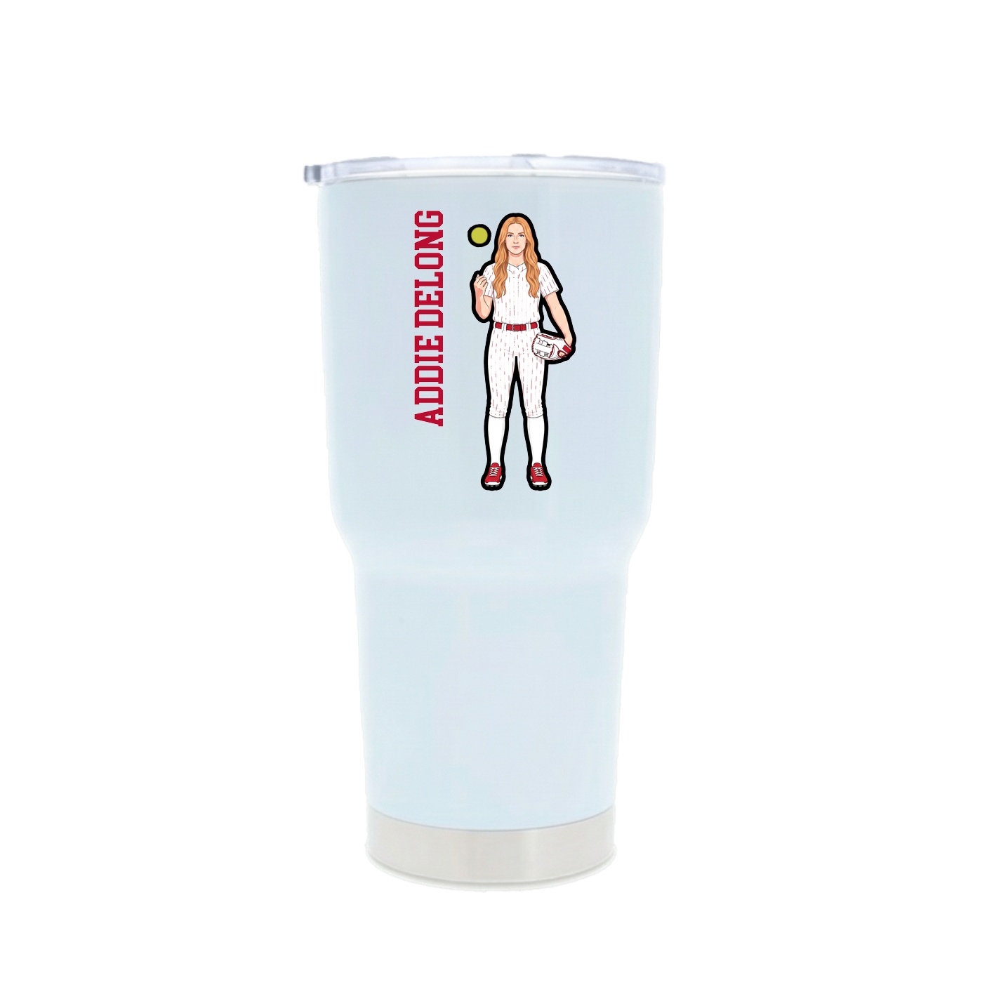 30oz Stainless Steel Tumbler — Name Vertical in White