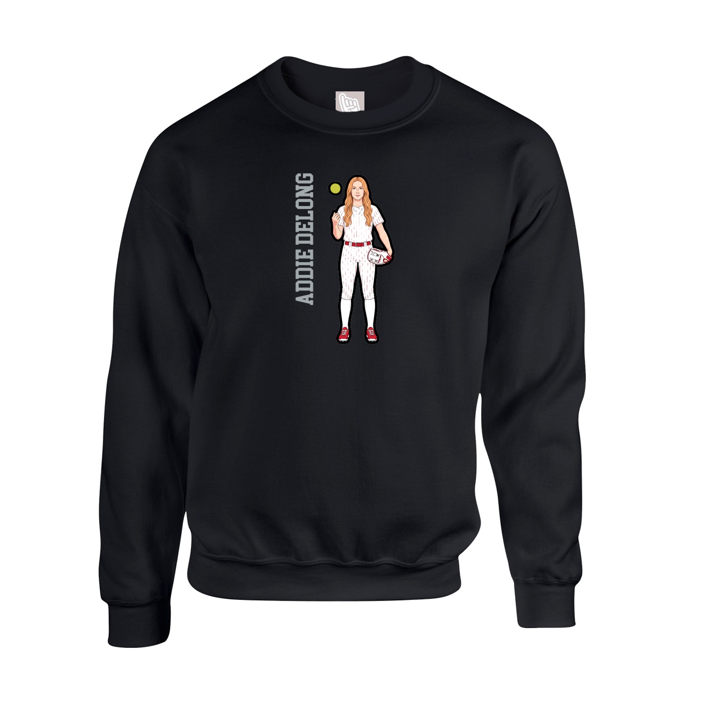 Fleece Crew — Name Vertical in Black